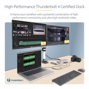 StarTech.com Universal USB4 & Thunderbolt 4 Docking Station, Quad Display on Windows, Dual Display on MacBook, HDMI DP Dock with 98W Laptop Charging