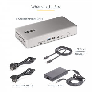 StarTech.com Universal USB4 & Thunderbolt 4 Docking Station, Quad Display on Windows, Dual Display on MacBook, HDMI DP Dock with 98W Laptop Charging