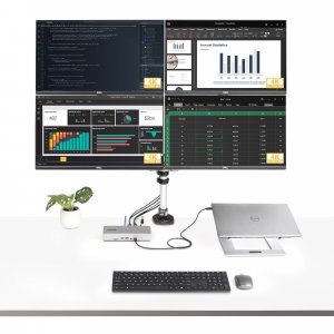 StarTech.com Universal USB4 & Thunderbolt 4 Docking Station, Quad Display on Windows, Dual Display on MacBook, HDMI DP Dock with 98W Laptop Charging