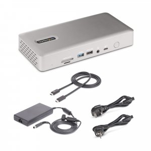 StarTech.com Universal USB4 & Thunderbolt 4 Docking Station, Quad Display on Windows, Dual Display on MacBook, HDMI DP Dock with 98W Laptop Charging