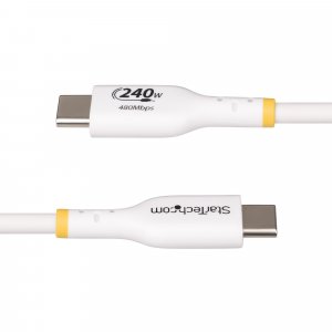 StarTech.com 2m White USB-C Charging Cable, USB-IF Certified USB C Cable, 240W PD EPR, USB 2.0 Type-C Laptop Charger Cord, USB-C Data Transfer Cable, TPE Jacket