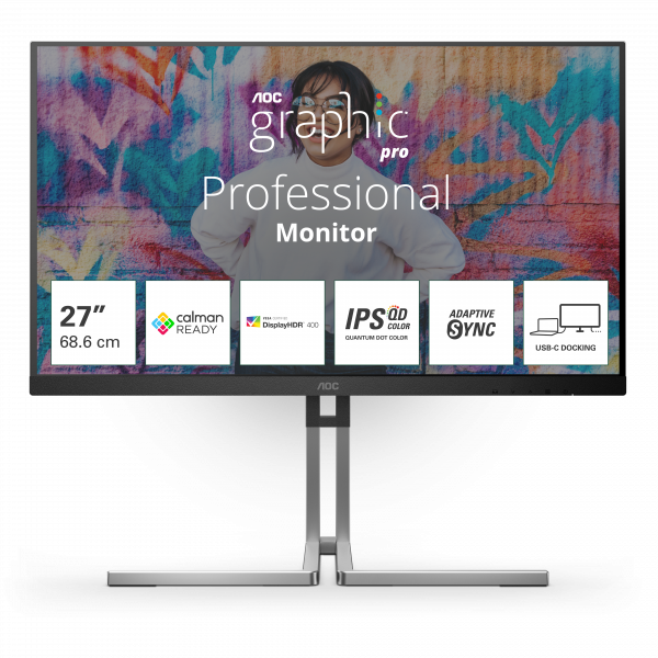 AOC Q27U3CV computer monitor 68.6 cm (27") 2560 x 1440 pixels Quad HD LCD Black