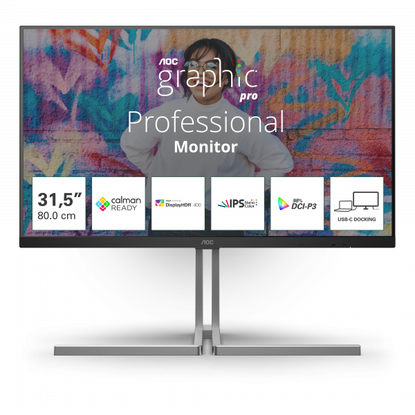 AOC U3 U32U3CV computer monitor 80 cm (31.5") 3840 x 2160 pixels 4K Ultra HD LCD Black
