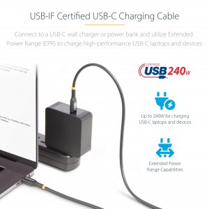 StarTech.com 4m USB-C Charging Cable, USB-IF Certified USB C Cable, 240W PD EPR, USB 2.0 Type-C Laptop Charger Cord, USB-C Data Transfer Cable, TPE Jacket, M/M