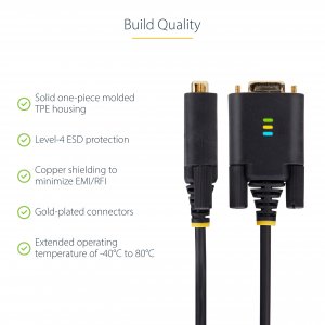 StarTech.com 6.6ft (2m) USB to Serial Adapter Cable, COM Retention, Interchangeable Screws/Nuts, USB-A to DB9 RS232, FTDI IC, ESD Protection, Windows/macOS/Linux