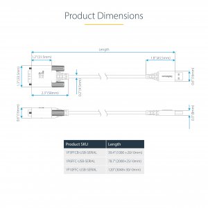 StarTech.com 6.6ft (2m) USB to Serial Adapter Cable, COM Retention, Interchangeable Screws/Nuts, USB-A to DB9 RS232, FTDI IC, ESD Protection, Windows/macOS/Linux