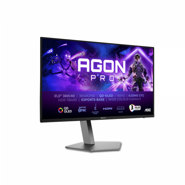 AOC AGON PRO AG326UD computer monitor 80 cm (31.5") 3840 x 2160 pixels 4K Ultra HD QD-OLED Black