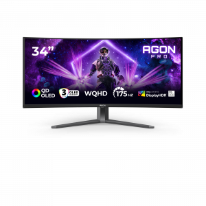 AOC AGON PRO AG346UCD computer monitor 86.4 cm (34") 3440 x 1440 pixels Wide Quad HD QD-OLED Black, Grey