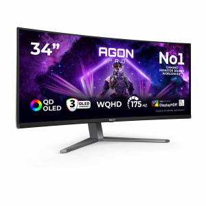 AOC AGON PRO AG346UCD computer monitor 86.4 cm (34") 3440 x 1440 pixels Wide Quad HD QD-OLED Black, Grey