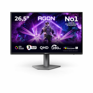 AOC AGON PRO AG276QZD2 computer monitor 67.3 cm (26.5″) 2560 x 1440 pixels Quad HD QD-OLED Black, Grey