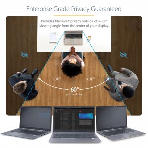 StarTech.com Laptop Privacy Screen for 15.6" Notebook - Magnetic Removable Laptop Display Security Filter - Blue Light Reducing Screen Protector - 16:9 - Matte/Glossy - +/-30 Degree - TAA