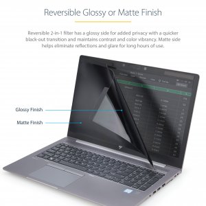 StarTech.com Laptop Privacy Screen for 15.6" Notebook - Magnetic Removable Laptop Display Security Filter - Blue Light Reducing Screen Protector - 16:9 - Matte/Glossy - +/-30 Degree - TAA