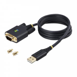StarTech.com 3.3ft (1m) USB to Serial Adapter Cable, COM Retention, Interchangeable Screws/Nuts, USB-A to DB9 RS232, FTDI IC, ESD Protection, Windows/macOS/Linux