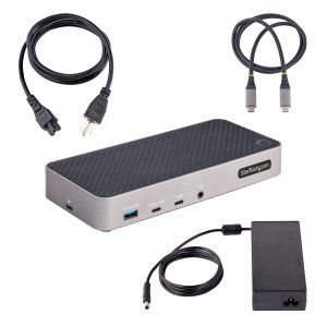 StarTech.com USB-C Triple Monitor Docking Station for MacBook Pro / Air M1 M2 M3 M4 M5 & Windows, Universal 4K HDMI DP Dock, Thunderbolt Compatible, 100W Laptop Charging
