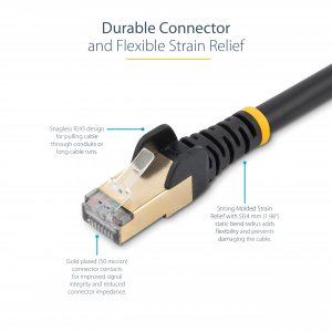 StarTech.com 3m CAT6a Ethernet Cable - 10 Gigabit Shielded Snagless RJ45 100W PoE Patch Cord - 10GbE STP Network Cable w/Strain Relief - Black Fluke Tested/Wiring is UL Certified/TIA