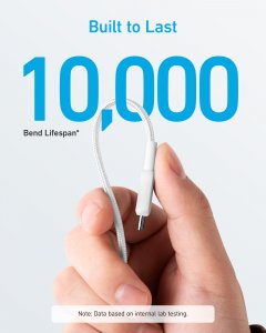 Anker Braided USB-C to USB-C Charging Cable 0.9 m, White