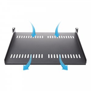 StarTech.com 1U Server Rack Shelf - Universal Vented Rack Mount Cantilever Tray for 19" Network Equipment Rack & Cabinet - Heavy Duty Steel – Weight Capacity 44lb/20kg - 16" Deep Shelf, Black