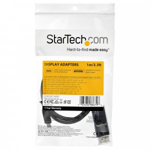 StarTech.com 3ft (1m) USB C to DisplayPort 1.2 Cable 4K 60Hz - Bidirectional DP to USB-C or USB-C to DP Reversible Video Adapter Cable - HBR2/HDR - USB Type C/TB3 Monitor Cable