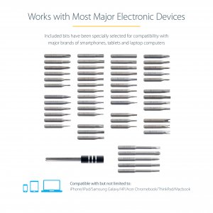 StarTech.com 55-Bit Electric Precision Screwdriver Set - Portable Cordless Battery Powered Bit Driver Kit for Electronics, Laptop, Computers, Tablet & Phone Repairs - Magnetic Work Pad - TAA