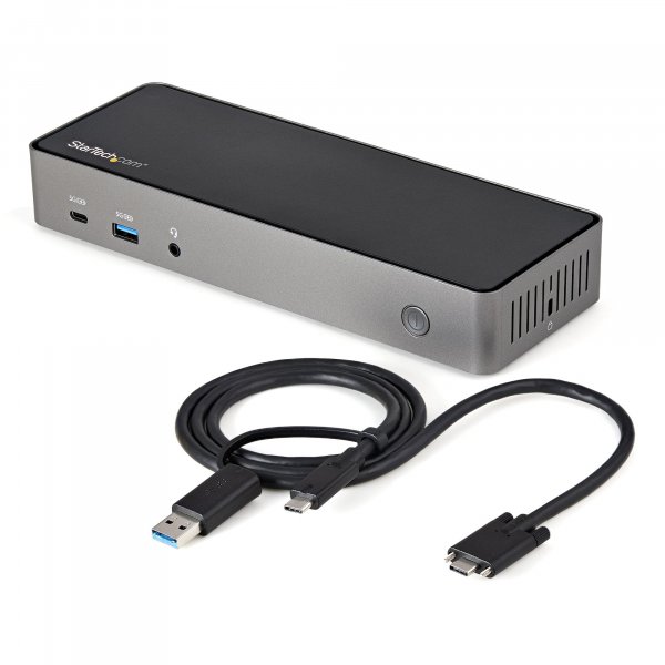StarTech.com USB-C & USB-A Dock - Hybrid Universal Triple Monitor Laptop Docking Station DisplayPort & HDMI 4K 60Hz - 85W Power Delivery, 6x USB Hub, GbE, Audio - USB 3.1 Gen 2 10Gbps - TAA