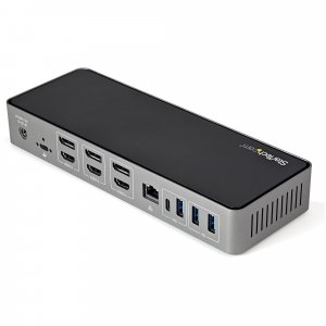 StarTech.com USB-C & USB-A Dock - Hybrid Universal Triple Monitor Laptop Docking Station DisplayPort & HDMI 4K 60Hz - 85W Power Delivery, 6x USB Hub, GbE, Audio - USB 3.1 Gen 2 10Gbps - TAA