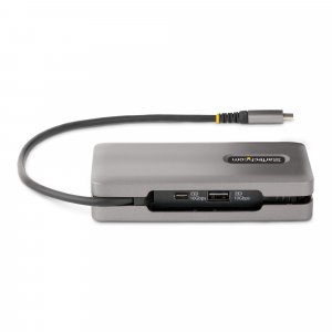 StarTech.com USB-C Multiport Adapter - 4K 60Hz HDMI/DP - 3-Port USB Hub - 100W Power Delivery Pass-Through - GbE - Travel Mini Docking Station w/ Charging - 1ft/30cm Wrap-Around Cable