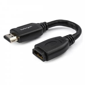 StarTech.com 6″ (15cm) HDMI Port Saver Cable - 4K 60Hz High Speed HDMI 2.0 Extension Cable with Ethernet - Short HDMI Extension Cable - HDMI Male to Female Extension Adapter Cord
