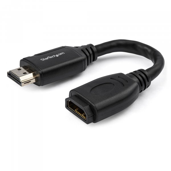 StarTech.com 6" (15cm) HDMI Port Saver Cable - 4K 60Hz High Speed HDMI 2.0 Extension Cable with Ethernet - Short HDMI Extension Cable - HDMI Male to Female Extension Adapter Cord