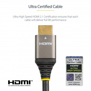 StarTech.com 16.4ft (5m) HDMI 2.1 Cable 8K - Certified Ultra High Speed HDMI Cable 48Gbps - 8K 60Hz/4K 120Hz HDR10+ eARC - Ultra HD 8K HDMI Cable - Monitor/TV/Display - Flexible TPE Jacket