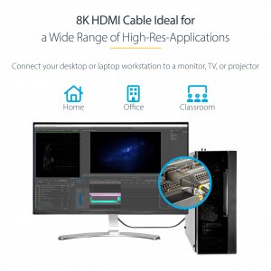 StarTech.com 16.4ft (5m) HDMI 2.1 Cable 8K - Certified Ultra High Speed HDMI Cable 48Gbps - 8K 60Hz/4K 120Hz HDR10+ eARC - Ultra HD 8K HDMI Cable - Monitor/TV/Display - Flexible TPE Jacket