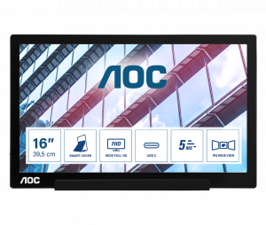 AOC I1601P portable TV/monitor Black, Silver 39.6 cm (15.6″) LED 1920 x 1080 pixels