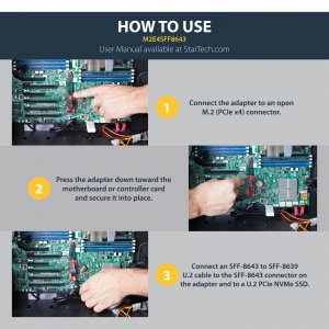 StarTech.com U.2 (SFF-8643) to M.2 PCI Express 3.0 x4 Host Adapter Card for 2.5” U.2 NVMe SSD