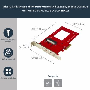 StarTech.com U.2 to PCIe Adapter for 2.5" U.2 NVMe SSD - SFF-8639 - x4 PCI Express 4.0 - TAA
