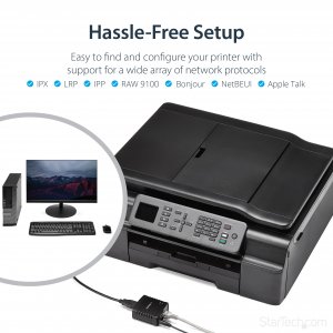 StarTech.com 10/100Mbps Ethernet to USB 2.0 Network LPR Print Server