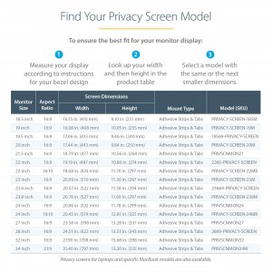 StarTech.com Monitor Privacy Screen for 23" Display - Computer Screen Security Filter - Blue Light Reducing Screen Protector Film - 16:9 Widescreen - Matte/Glossy - +/-30 Degree - TAA