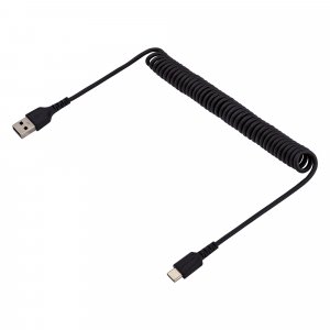 StarTech.com 3.3ft (1m) USB-A to USB-C Fast Charging Cable, Rugged, Coiled, Charge & Sync, 3A, USB 2.0, TPE Jacket and Aramid Fiber - USB Charging Cord