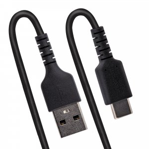 StarTech.com 3.3ft (1m) USB-A to USB-C Fast Charging Cable, Rugged, Coiled, Charge & Sync, 3A, USB 2.0, TPE Jacket and Aramid Fiber - USB Charging Cord