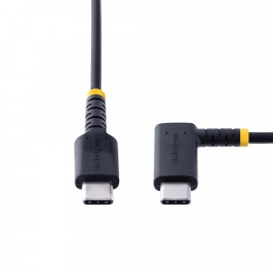 StarTech.com 3ft (1m) USB-C Fast Charging Cable, Rugged, Right-Angled, Charge & Sync, 60W (3A) PD, USB 2.0, TPE Jacket and Aramid Fiber - USB C Charging Cord