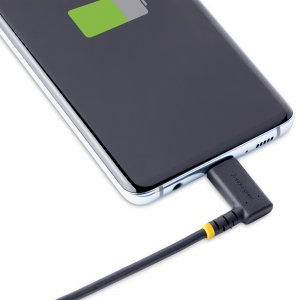 StarTech.com 3ft (1m) USB-C Fast Charging Cable, Rugged, Right-Angled, Charge & Sync, 60W (3A) PD, USB 2.0, TPE Jacket and Aramid Fiber - USB C Charging Cord