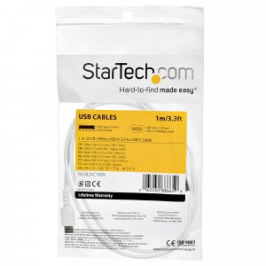 StarTech.com 3ft (1m) USB-A to USB-C Fast Charging Cable, Rugged, Charge & Sync, 3A, USB 2.0, White TPE Jacket and Aramid Fiber - USB Charging Cord