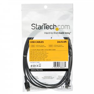 StarTech.com 6.6ft (2m) USB-C Fast Charging Cable, Rugged, Charge & Sync, 60W (3A) PD, USB 2.0, Black TPE Jacket and Aramid Fiber - USB C Charging Cord