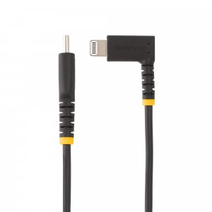 StarTech.com 3ft (1m) Durable USB-C to Lightning Cable - Right-Angled Heavy Duty Aramid Fiber USB Type-C to Lightning Charging/Sync Cord - Apple MFi Certified - Rugged iPhone Lightning Cable
