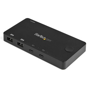 StarTech.com 2 Port USB C KVM Switch - 4K 60Hz HDMI - Compact Dual Port UHD USB Type C Desktop Mini KVM Switch with USB C Cables - Bus Powered - MacBook iPad Pro ThinkPad IdeaPad EliteBook - TAA