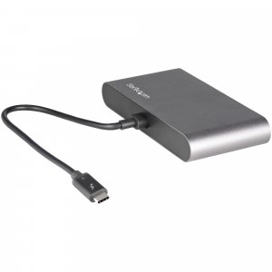 StarTech.com Dual-Monitor Thunderbolt Mini Dock, 4K 60Hz DisplayPort, Driverless Hub for Windows & Mac, Gigabit Ethernet, 1x USB-A (USB 5Gbps), 11in (28cm) Cable