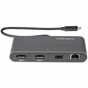 StarTech.com Dual-Monitor Thunderbolt Mini Dock, 4K 60Hz DisplayPort, Driverless Hub for Windows & Mac, Gigabit Ethernet, 1x USB-A (USB 5Gbps), 11in (28cm) Cable