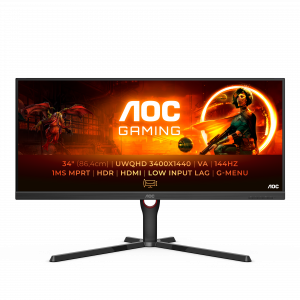 AOC G3 U34G3XM/EU computer monitor 86.4 cm (34″) 3440 x 1440 pixels UltraWide Quad HD LED Black, Red