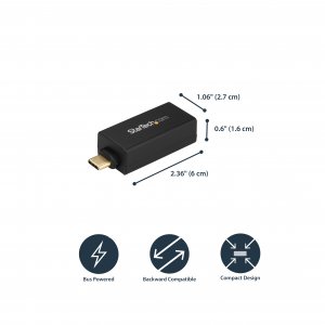 StarTech.com USB C to Gigabit Ethernet Adapter - 1Gbps NIC USB 3.0/USB 3.1 Type C Network Adapter - 1GbE USB-C to RJ45/LAN Port Thunderbolt 3 Compatible Windows MacBook Pro Chromebook