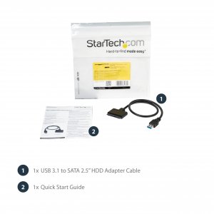 StarTech.com SATA to USB Cable, USB 10Gbps to 2.5in SATA I II III Hard Drive Adapter, External Converter for SSD or HDD Data Transfer