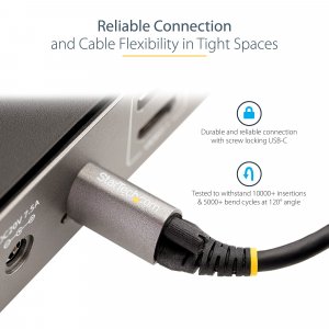 StarTech.com 50cm (20in) USB-C Cable, Top Screw Locking, USB 10Gbps, 100W (5A) Power Delivery, 8K 60Hz / 4K 144Hz DP Alt Mode - Thunderbolt Compatible