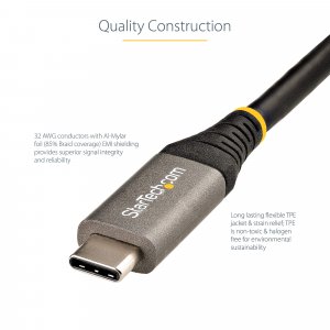 StarTech.com 3ft (1m) USB-C Cable, USB 10Gbps, 100W (5A) Power Delivery, 8K 60Hz / 4K 144Hz DP Alt Mode, USB-IF Certified, Thunderbolt Compatible